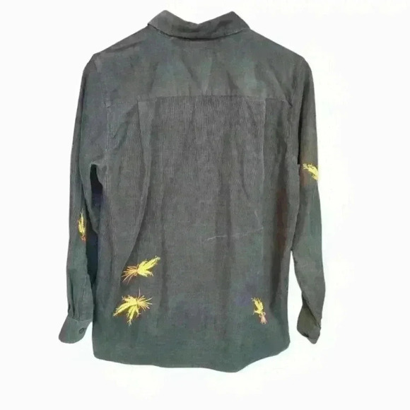 Quacker Factory Dark Green Corduroy Button-Down Shirt - Picture 3 of 5